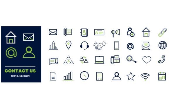 Download Set of Simple Contact Us Icons - Simple Collection